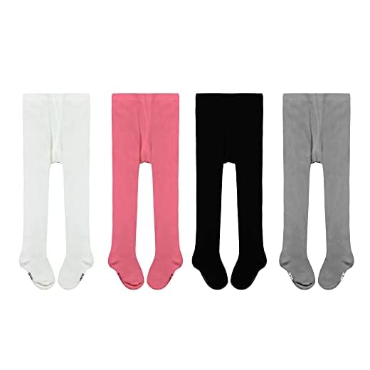 GENTABY Mädchen Strumpfhosen Kleinkind Baby Strumpfhosen - 4 Paar 9-18 Monate Baumwolle Säuglings Mädchen Strumpfhosen Neugeborene Kinder Strumpfhosen Schwarz Weiß Rosa Grau 18 Monate 24 Monate