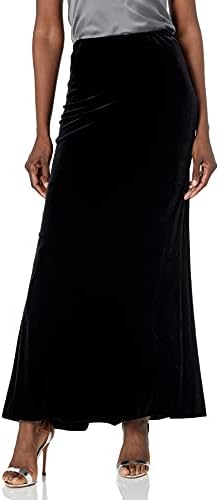 Alex Evenings Women's Long Maxi Skirt (Regular and Petite), Black Velvet Fishtail, M