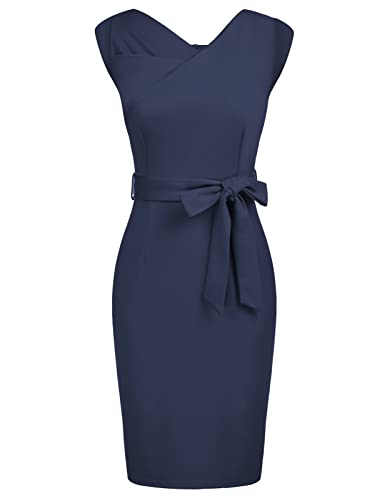 GRACE KARIN Sommer Etui Damen Cockteilkleid Plissiertes Knielang Schickes...