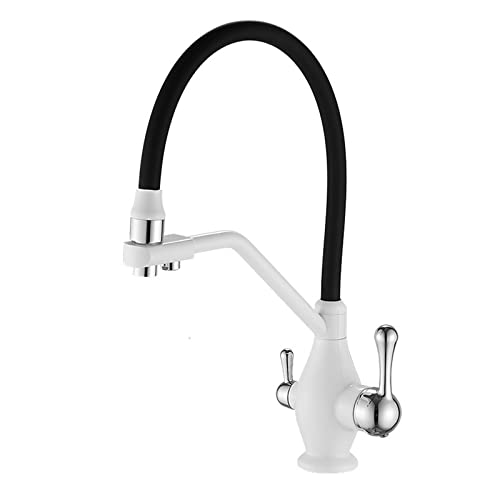 DRFGNF Grifos de Fregadero Grifo de Cocina Grifo de Cocina de 3 vías Grifo Giratorio de latón Grifo de Cocina de un Solo Orificio de Agua Pura fría y Caliente Grifo de Agua Potable Cepillado