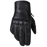Jackets 4 Bikes Motorcycle Leather Gloves for Men Women - Touch Screen, Gel Padding, Knuckle & Palm Protection, Motorbike Cruiser Street Biker Glove Black M