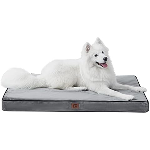 EHEYCIGA Waterproof Dog Beds for Medium Dogs, Orthopedic Washable Small Dog Bed with Removable Cover, Medium Egg Crate Foam Pet Bed Flannel Pet Mat, Grey M Cover