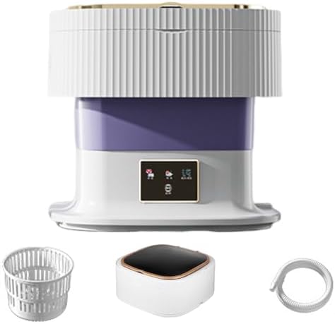 QUEENADA Mini Washing Machine - 11.5 Litre Foldable Washing Machine, UV sterilization, Puitable for Small Apartments, Dorm Rooms, Travel and Baby Laundry (Purple)