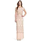 Adrianna Papell Women's Short Sleeve Beaded Gown Dress, Blush, 14