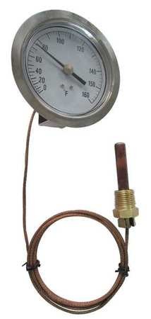 Analog Panel Mt Thermometer, 100 to 350F