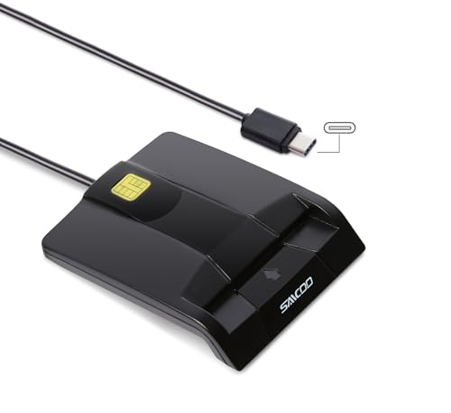 SAICOO Type C Smart Card Reader DOD Military USB-C Common Access CAC Card Reader, Compatible with Windows (32/64bit) XP/Vista/ 7/8/10, Mac OS X