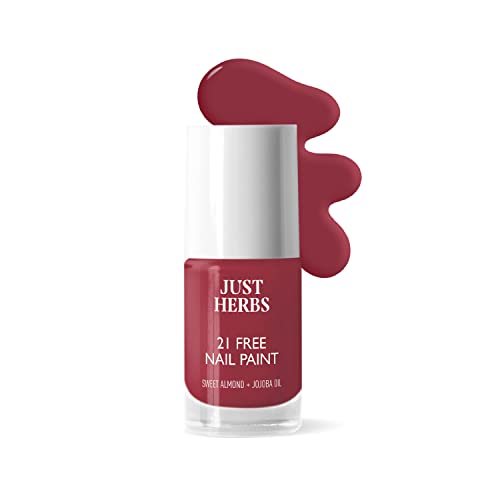 Just Herbs Nail Polish 21 Chemical Free Formula Quick Dry Long Lasting Nail Paints (Beetroot Bloom)