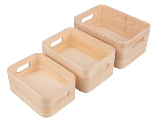 Rayher Holz Kisten Set, 3-teilig, Deko-Kisten Holz, FSC zertifiziert, natur, 3 Größen, mit...
