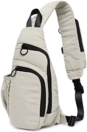 ODODOS Crossbody Sling Bag with Adjustable Straps Small Backpack Lightweight Daypack for Casual Hiking Outdoor Travel, Light Grey