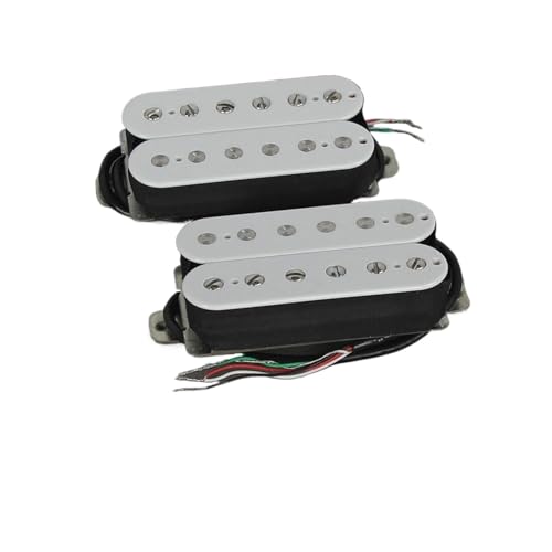 エレキギターピックアップ 2PCS セラミック エレキギター ハムバッカー ピックアップ ネック ブリッジ ピックアップ 4 ワイヤー ギター パーツ(White)