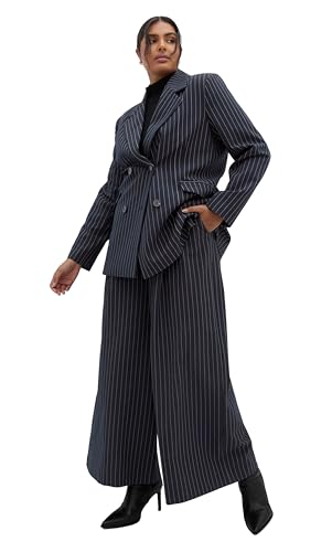 City Chic Women's Plus Size Blazer-Karla Pinstripe, Navy Stripe