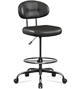 Misolant Cadeira de desenho sem braços, cadeira de escritório alta com anel de apoio para os pés para mesa em pé, Sma...