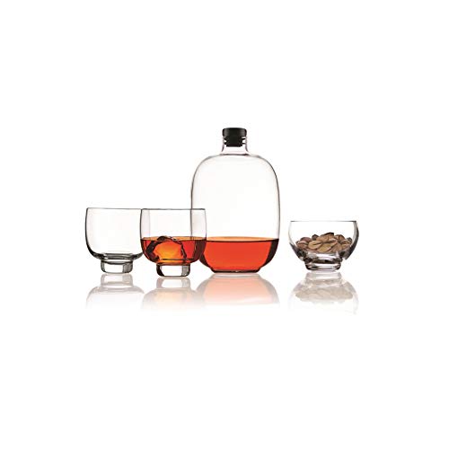 🛒 Crazy Deals Lavino Whiskey Decanter Set, with 2 Whiskey Glasses and Snack Bowl, 37 oz Liquor Decanter with 9 oz Glass Set, A Glass Pitcher Design To Keep Fresh Whiskey For Bourbon,Scotch, and Vodka, 4-Piece