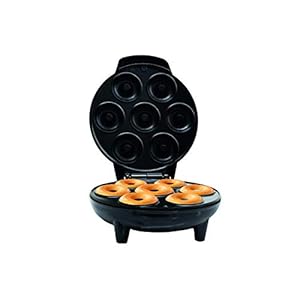 Courant Mini Donut Maker Machine for Holiday, Kid-Friendly, Breakfast or Snack, Desserts & More with Non-stick Surface, Makes 7 Doughnuts, Black