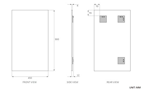Waterstone Mirrors & Frames LTD 90 x 45cm Rectangle Bathroom Mirror, Unframed, Frameless Bathroom Mirror with Wall Hanging Fixing Hardware
