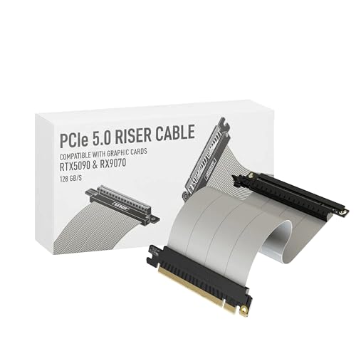 Image of LINKUP PCIE 5.0 Riser Cable | for Vertical GPU Mount | ITX Single Reverse | Graphics Card GPU Ready | Usable with PCIe 4.0 & RX9070 / RTX5090 | 20cm (Total Length 24.5cm)
