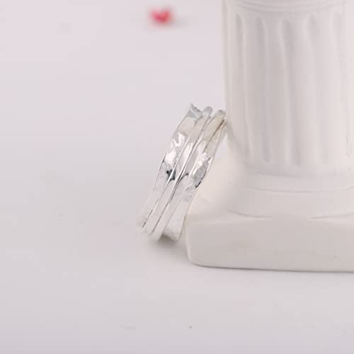 925 Sterling Silver Anxiety Ring with Beads Fidget Spinning Rings for Women Worry Beads Rings4