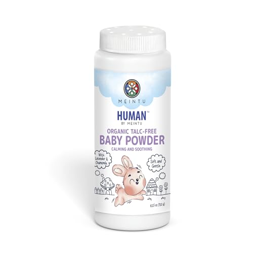 MEINTU Organic Baby Powder Talc Free- Calming and Soothing Cornstarch Baby Powder with Lavender and Chamomile- Skin Nourishing Baby Powder for Newborn- Non GMO Lavender Baby Powder- 4.25 Oz