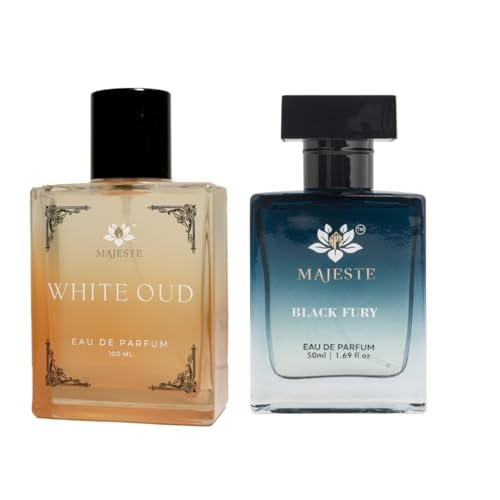 Image of White Oud & Black Fury Perfume Pack of 2 | Luxury Long-Lasting | Eau de Perfume | Unisex Perfume | White Oud 100ml & Black Fury 50ml
