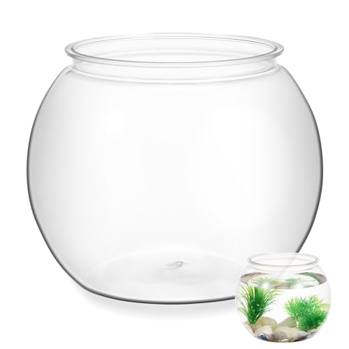 UKCOCO Bocal à Poissons: Ronde Aquariophilie Plastique Aquarium De Bureau Transparent pour Animal De Compagnie Petit Bocal À Poisson pour Poisson Rouge Betta