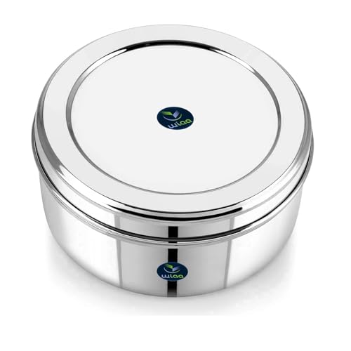 Image of Stainless Steel Puri Dabba Set - Large Size | Set of 3 Kitchen Storage Containers | Heavy Gauge Food Storage Canisters | 16.5 cm, 18 cm, 20 cm | 2.2L, 1.8L, 1.5L | Ideal for Indian Kitchen