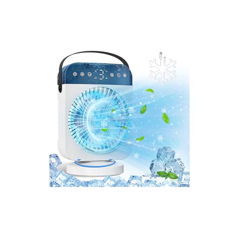 Portable Air Conditioner, Personal Mini Air Conditioner Cooling Fan with 5 Speeds, 70° Oscillation, Evaporative Air Cooler 1/2/4/8H Timer, 7 LED Night Light Portable AC Unit Camping Bedroom Office