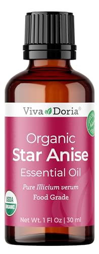 Viva Doria Star Anise Essential Oil, USDA Certified Organic Star Anise Oil, 100% Pure, Natural Essential Oil, Undiluted, for Aromatherapy | Food Grade, 30 mL (1 Fluid Ounce)