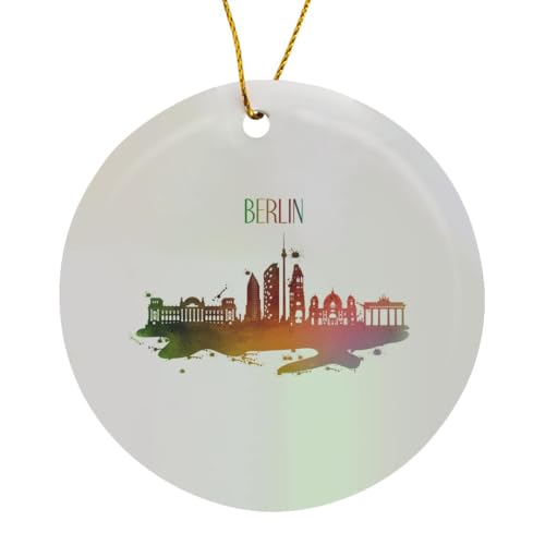 Circle Porcelain Ornament - Skyline of Berlin Germany Europe with...