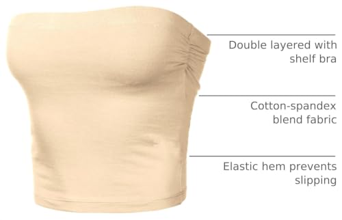 Image of Women's Shapewear Tube Tops Strapless Ruched Built-in Shelf Bra Casual