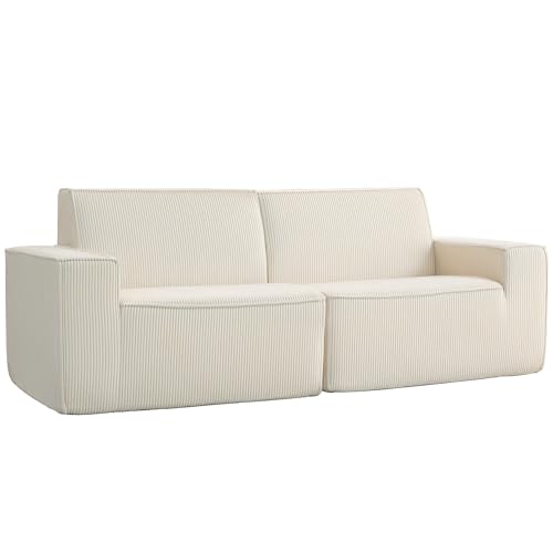 HOMCOM Canapé 3 Places en Velours côtelé 230 cm, canapé Moderne avec Assise et accoudoirs rembourrées, entièrement compressé Pas de Montage nécessaire,...