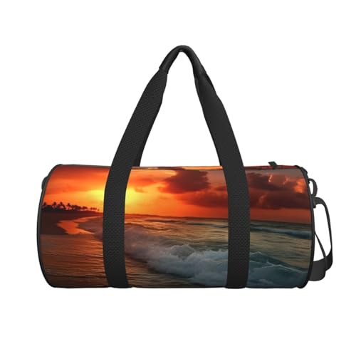 The Beach Sunset Duffle Bag for Women Men Personal Item Travel Bags Canvas Weekender Overnight Bag Lightweight Sports Tote Gym Bags Carry On Luggage Bag2