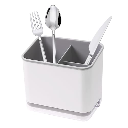 MAXQUU 1 Piece Plastic Sink Caddy, Drain Storage Rack With Drain Tray, Sink Tidy Organizer for Kitchen, Bathroom (Grey)