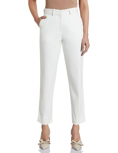 Image of Symbol Premium Women Mid Rise Cotton Tapered Trousers (Flexi-Waist | Smart Casual Pants) (Available in Plus Sizes)
