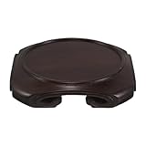 Garneck Soporte de Exhibición de Madera Maciza Africana Negra, Base Redonda para Jarrón Chino de 7.3 Cm Interior y 10 Cm Lateral, Pedestal Oriental para Bonsáis, Esferas de Cristal