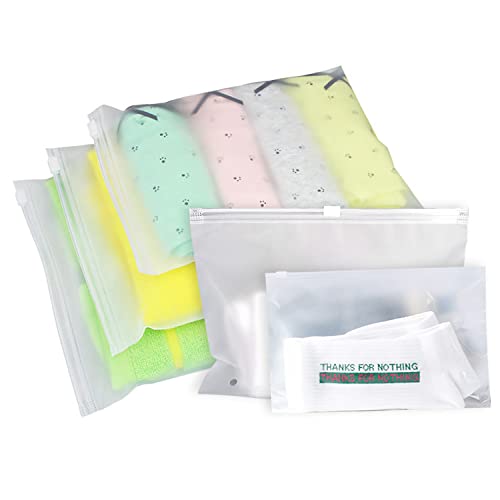 15 PCS Sacs De Rangement, Zipper Seal Pochette Étanche Sac de Rangement Plastique Transparent Dépoli Sac de Vetement Réutilisables Sacs de Rangement de Voyage Sac Zipper Organisateur (5 Tailles) Cover