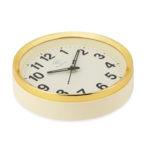 Image of Sehaz Artworks Wall Clock for Living Room Stylish | Wall Clock for Hall | Clock for Home | Wall Watch for Living Room - Ivory 20x20 cm