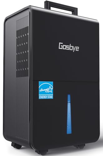 Gasbye 4500 Sq.Ft. 2025 Energy Star Dehumidifier for Basement with Drain Hose, Max 115 Pints/D Dehumidifier for Large Room, [45dB Quiet Compressor], 1.7 Gallons Water Tank, Auto-restart, Black