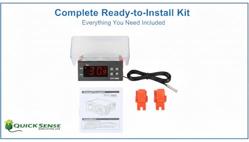 Image of Quick Sense Digital Temperature Controller | 90-250V AC Thermostat | Heating & Cooling Control | Sensor Probe Included | Aquarium, Incubator, Refrigerator, Industrial & Lab Use