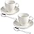 ionEgg Porcelain Espresso Cup with Saucer And Stainless Steel mini Spoons, Espresso shot Cup, 80ml/2.7Oz, Pack of 2, White