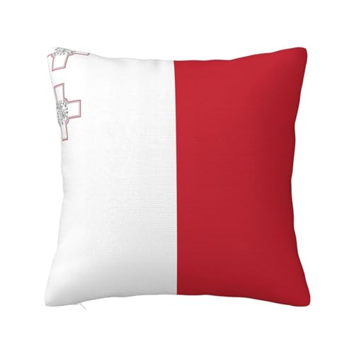 WZYWHJ Fundas de almohada decorativas de 18 x 18 pulgadas, diseño de bandera de Malta, fundas de almohada cuadradas de doble cara para el hogar, cama, sofá, sala de estar, casa de campo al aire libre