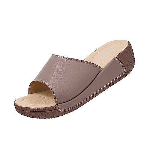 AngryMonkey Women's Vintage Wedge Stretch Slippers,Summer Open Toe Casual Comfort Orthopedic Slide Soft Platform Beach Sandals