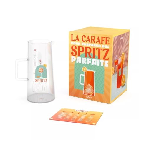 COOKUT - Caraffa spritz 1 litro trasparente e resistente alla rottura con coperchio moderno