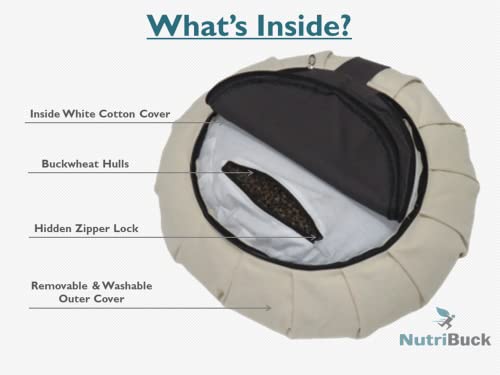 Image of Buckwheat ZAFU Meditation Cushion Filled with Buckwheat Hulls (Cream n Grey)