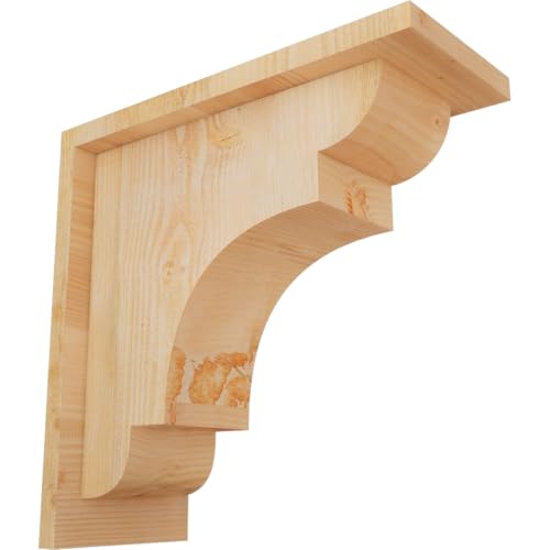 Ekena Millwork COR06X14X14NEB01RDF 6"W x 14"D x 14"H New Brighton Rough Sawn Corbel w/Backplate, Douglas Fir