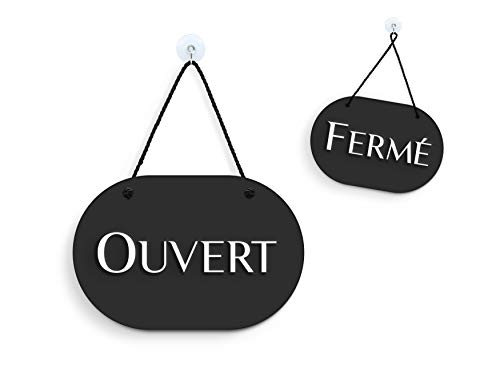 3DP Signs | Ovale élégant - Ouvert/Fermé Enseigne à Suspendre [OC36] à Double Face, en Relief - Plaque de Porte Suspendue à Double Face - Plaque de fenêtre pour Magasin Professionnel réversible Cover