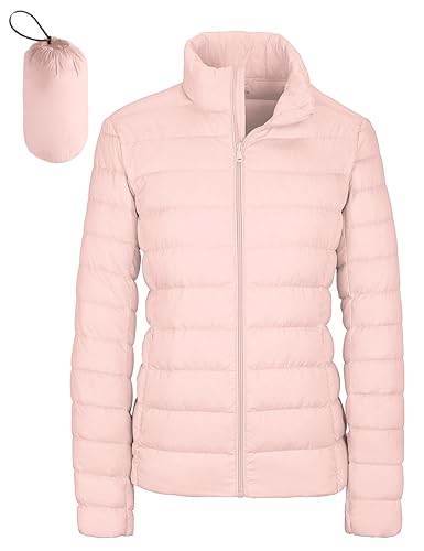 wantdo Women's Short Down Coat Warm Puffer Jacket (Pink, Medium)