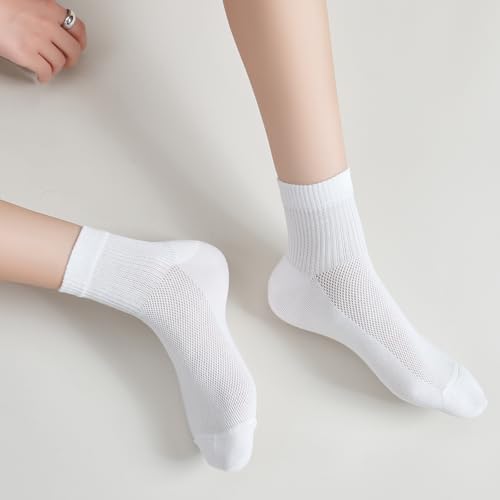 Women's Mesh Crew Socks (5-Pairs) - 95% Cotton Breathable Everyday Above Ankle Thin Socks Fit for Running, Casual4