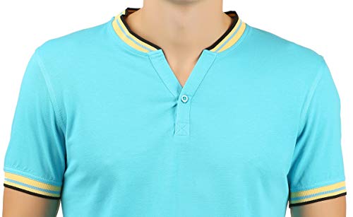 Image of zebu Men's Half Sleeve Cotton Henley Neck Tshirt with bio wash (Pack of 1).