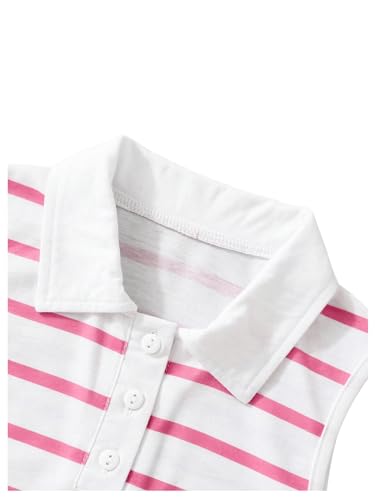 Floerns Girl's Striped Collared Neck Button Front Low Waisted Ruffle Hem Tank Dress3