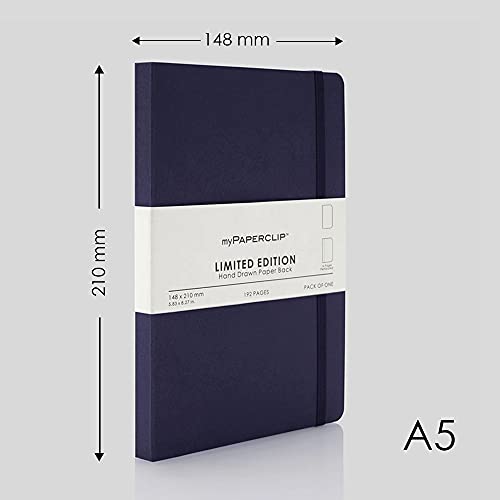 Image of myPAPERCLIP Limited Edition A5 Plain /Unruled Notebook | 192 Pages, 100 GSM, Soft Cover, A5 (5 .83 x 8.27 in) | Flat Lay Design | Bookmark, Elastic Closure | Aubergine